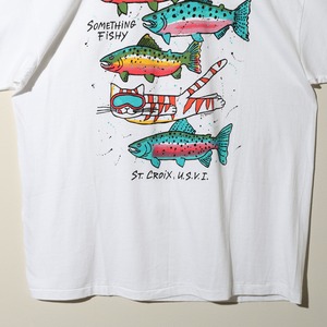 Deadstock XL 90s USA “Something Fishy” Harborside Graphics Tシャツ ハーバーサイドグラフィックス 猫 魚 ニジマス