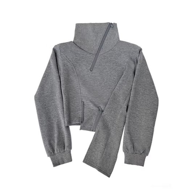 Asymmetrical Zip-Up Sweatshirt (ME223)