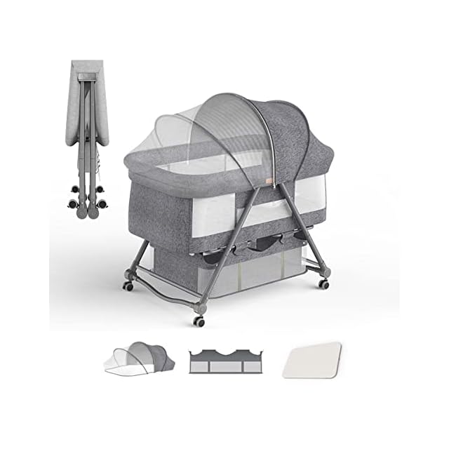 Dulumer 3 IN 1 ベビーベッド 添い寝 ゆりかご 持ち運びベビーベッド
