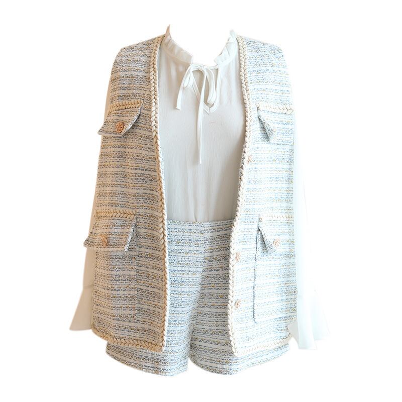 ツイード ベスト ショートパンツ ショーパン キュロット アンサンブル