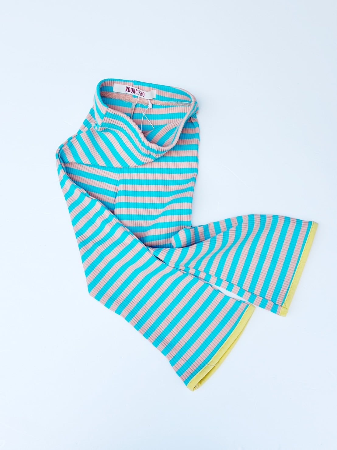 【26SS】KOQUELIKO(コキュリコ)Chop pants orange border(S/M/L)パンツ リブ オレンジ ボーダー