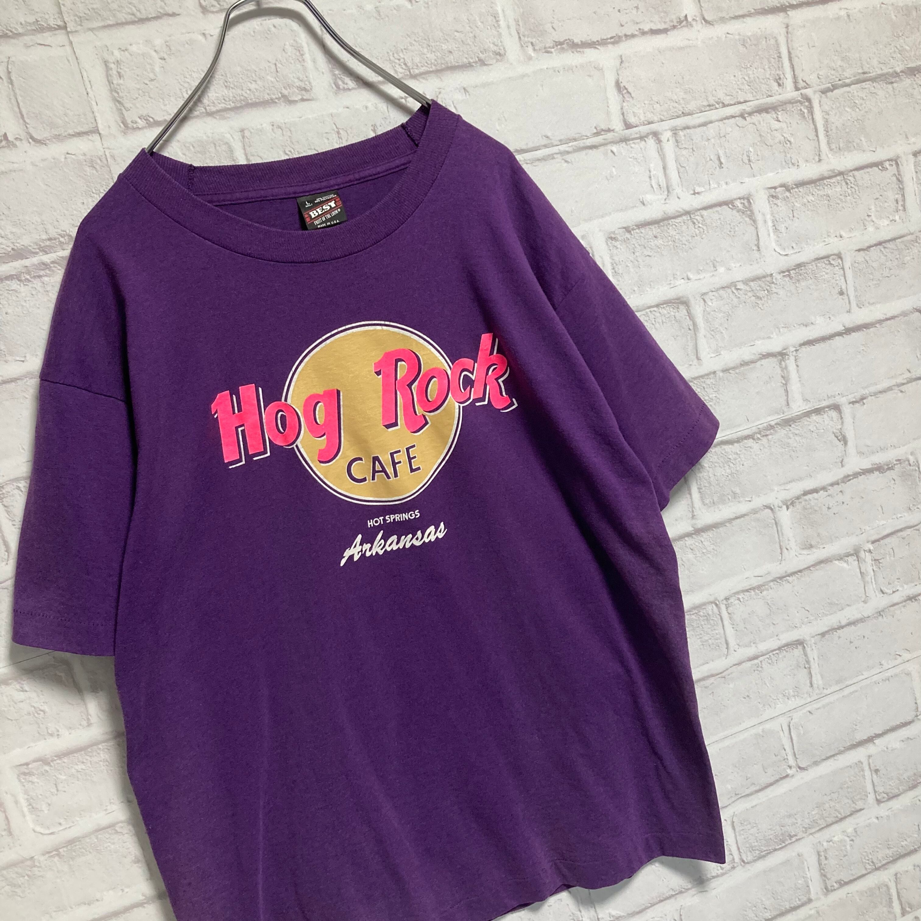 FRUIT OF THE LOOM】S/S Tee L Made in USA “ Hog Rock CAFE” 90s