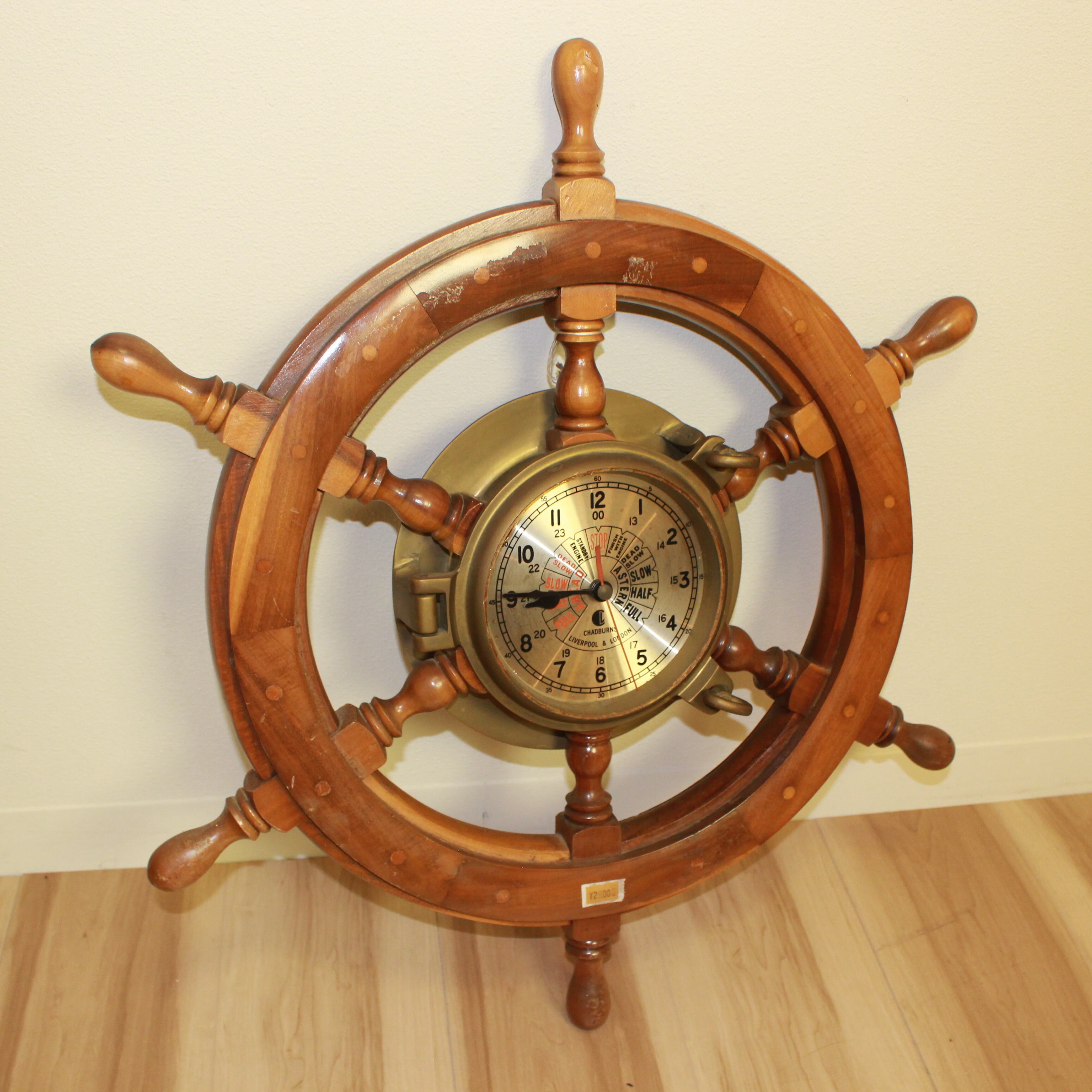 イギリス ダービー ダービシャー 額入り 風景画 イギリス購入 チャーチ 税関を通ってきたchadburnsのイギリスアンティーク船舵時計