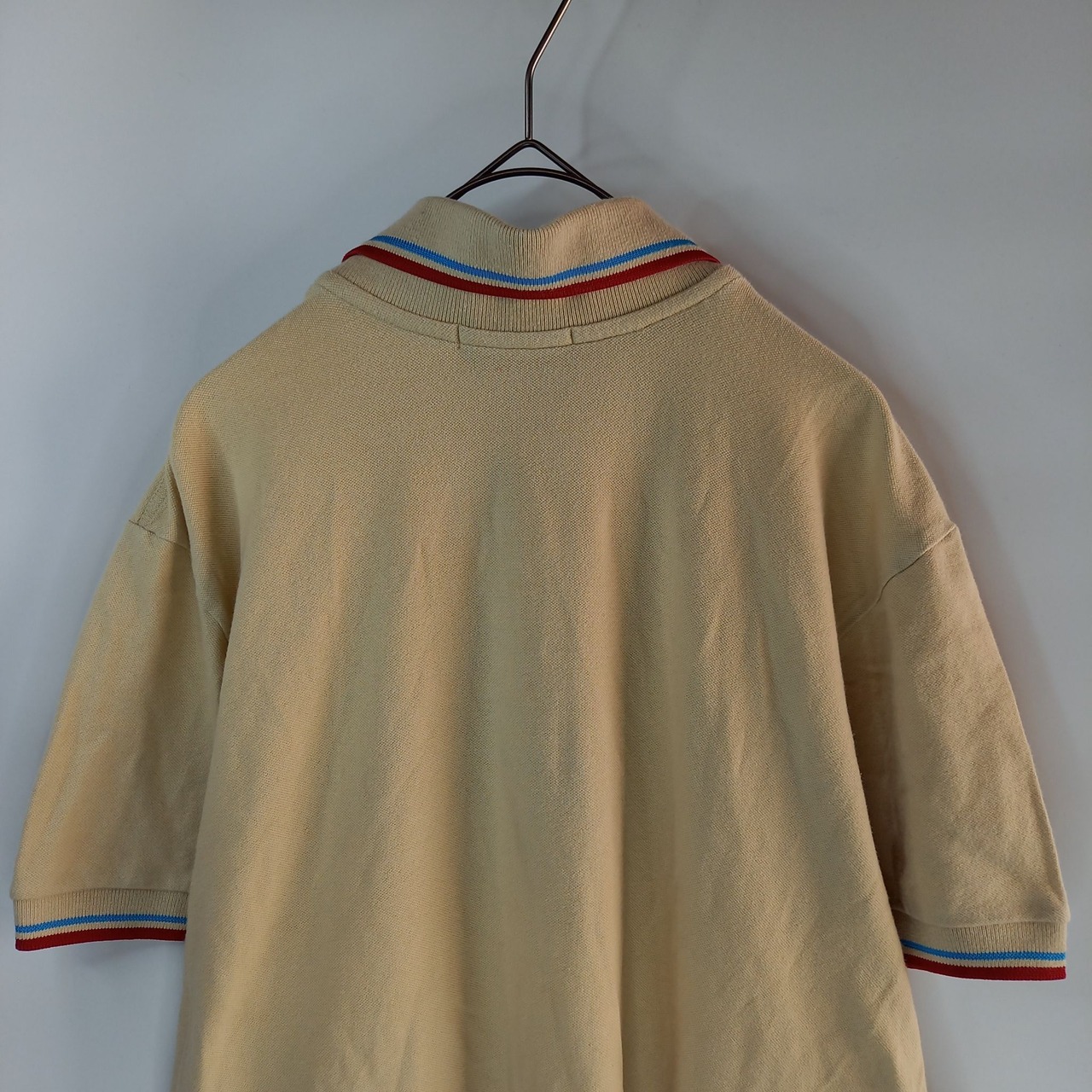 フレッドペリー　半袖ポロシャツ　襟ライン　刺繍ロゴ　ベージュ　ユーロ古着