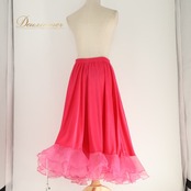 社交ダンス 衣装 prima boutique プリマブティック スカート レッスンウェア ペチコート ピンク系 無地 シンプル チュール オーガンジー生地 透け感 シースルー フリル フレアスカート ふんわり 華やか 鮮やか かわいい おしゃれ 上品 ダンス 練習 レッスン ダンス衣装 練習着