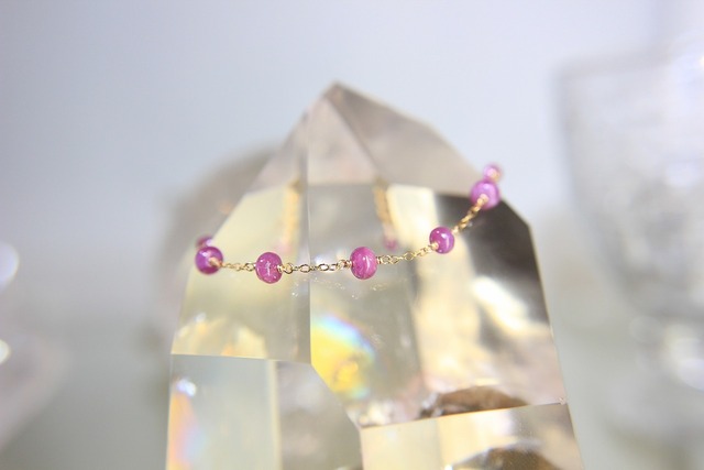 つぶつぶ✨ルビーチェーンブレスレット