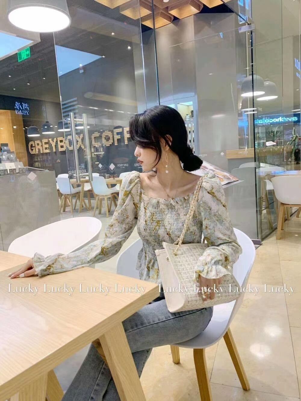 花柄　ギャザーブラウス　AJ44170-639