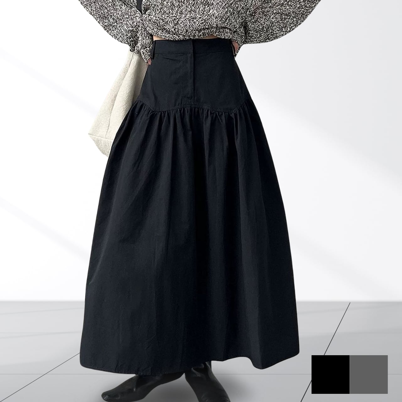 切り替えAラインスカート【2col】 0452