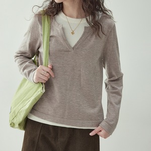 faux two piece wool knit top