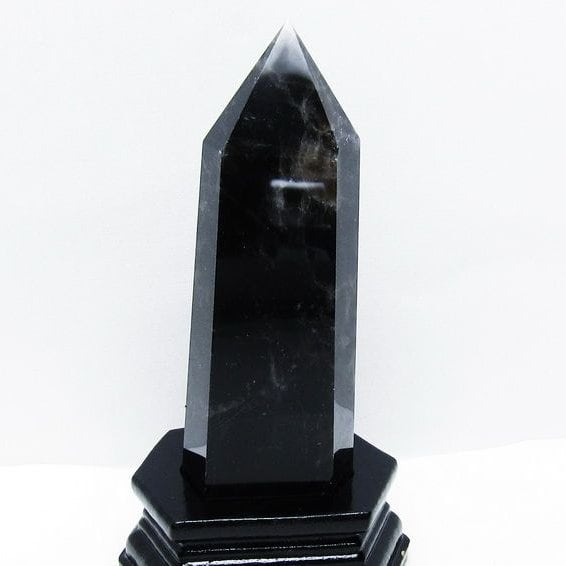 モリオン 黒水晶 六角柱 台座付属 一点物 152-4030