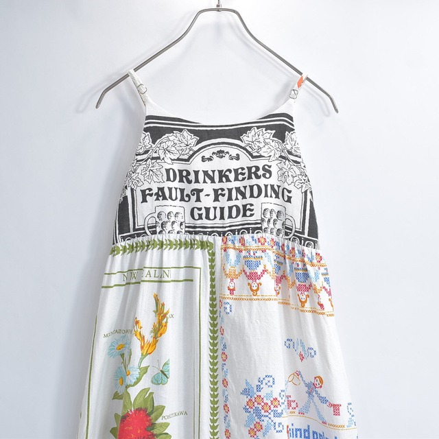 Remake リメイク ヴィンテージ テキスタイル パッチワーク デザイン キャミソール ワンピース 再構築 ツギハギ マキシ丈 ロング レディースL相当