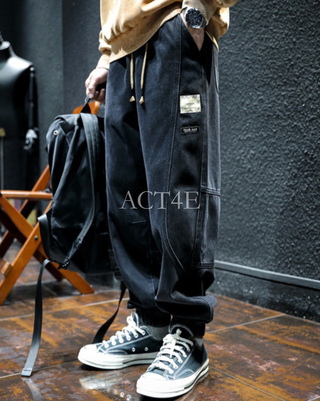 【M-4XL】loose-fit classic pocket denim pants 【ACT0001】
