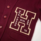 AMERICAN Sports Center レタードニットカーディガン 36/ワインレッド/vintage/50s 60s