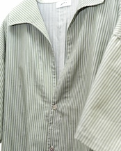 METHO - Open collor flat shirt shortsleeve : Green stripe