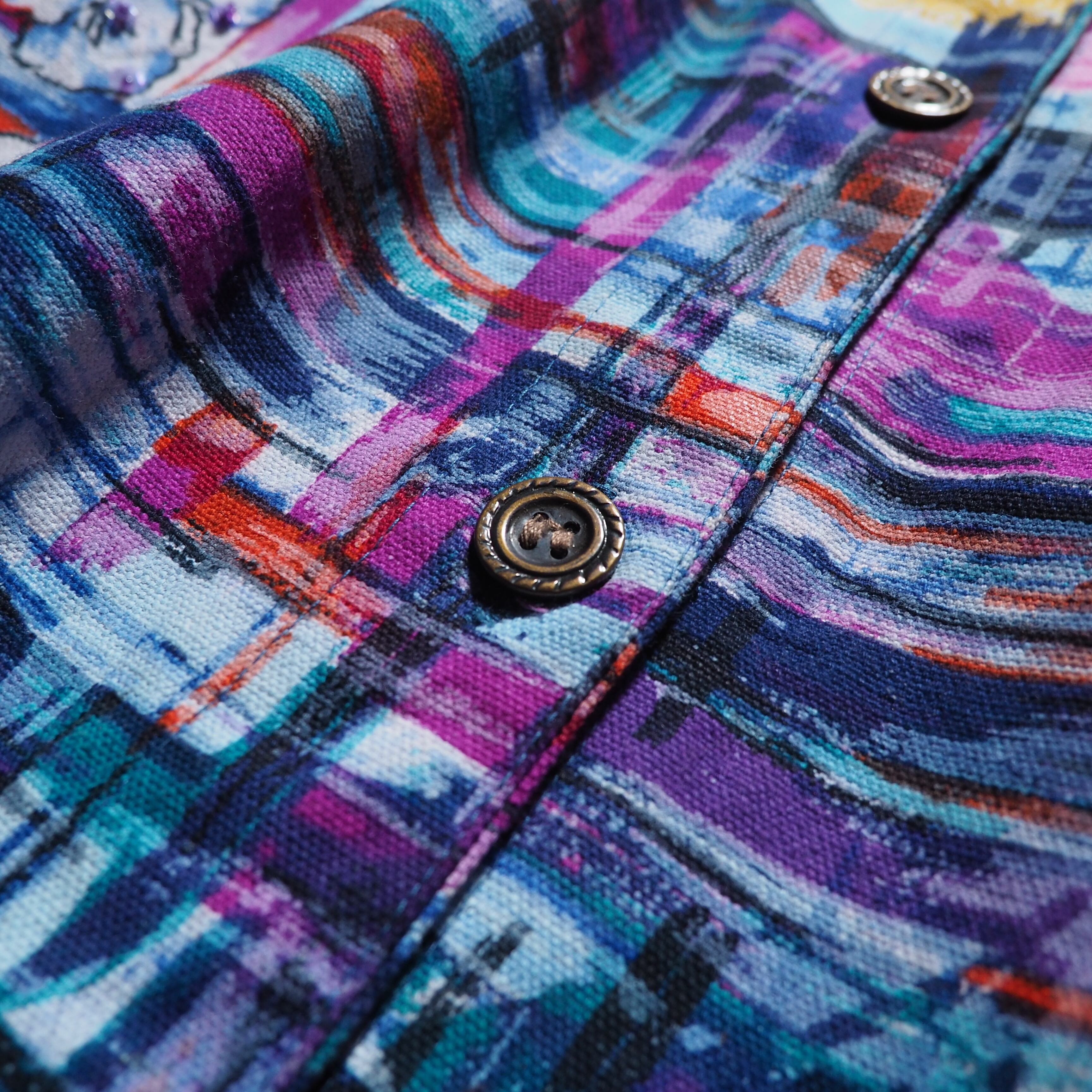 Beautiful Botanical Flower hand painted vintage loose jacket