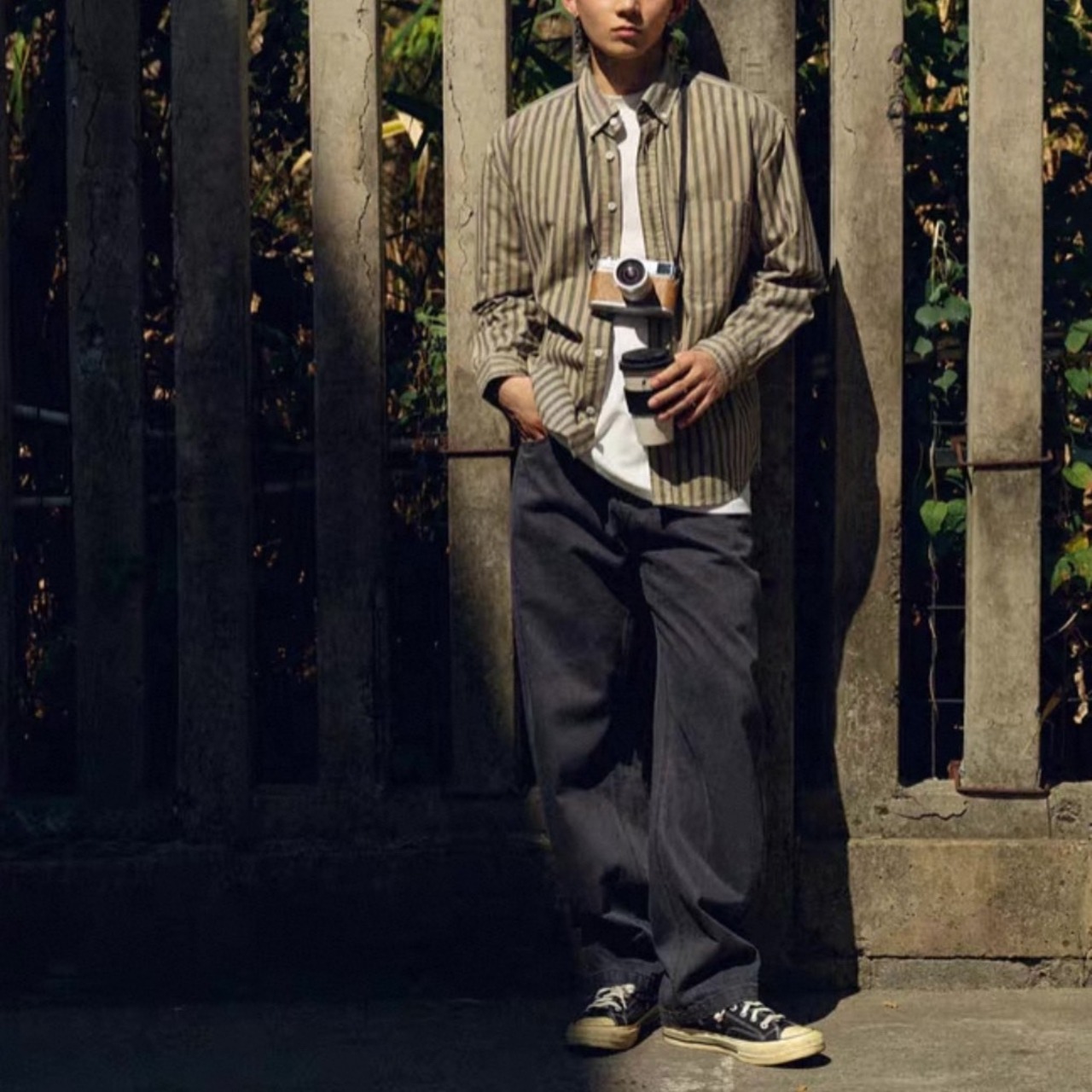 Vertical stripe button shirt 1352 - 7