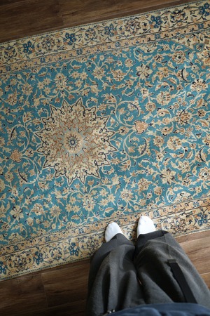 【993】Vintage Persian Nain rug 1990's
