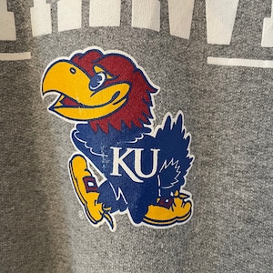 【JERZEES】カレッジ ロゴ カンザス大学 バスケットボール Kansas Jayhawks プルオーバー パーカー L アメリカ古着