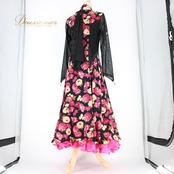 社交ダンス 衣装 スタンダード ドレス ワンピース パーティ衣装 prima boutique プリマブティック ブラック系 ピンク系 マゼンダ 黒 花柄 チョーカー 大人用 ダンス衣装 美しい 花柄デザイン おしゃれ スカート 伸縮性あり 女性用 フィット感 ジャズ ダンスパーティー 身体にフィット 楽しいイベント 用途様々 クリスマス お正月