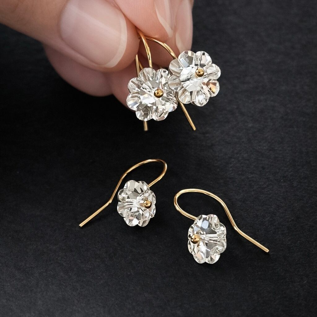 ★daisy★❤️ 14kgf ピアス 無邪気に咲く - Daisy Glow｜透明クリスタルガラスのデイジーピアス（2