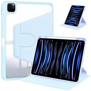 【努力特価】For iPad Pro 10.5 インチ ケース 2017 iPad Air 3 第3世代(2019) Pro 10.5(2017) 用10.5インチ ケース CNEVISON 360度回転式 スタンド オートスリープ機能付き マグネット吸着式 軽量カバー クリア 背面透明バック ペン収納 調節可能 耐衝撃 手帳型 アイパッド カバー 軽量 薄型 保護ケース (スカイブルー)
