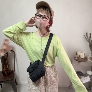 color sheer long tee【lime】