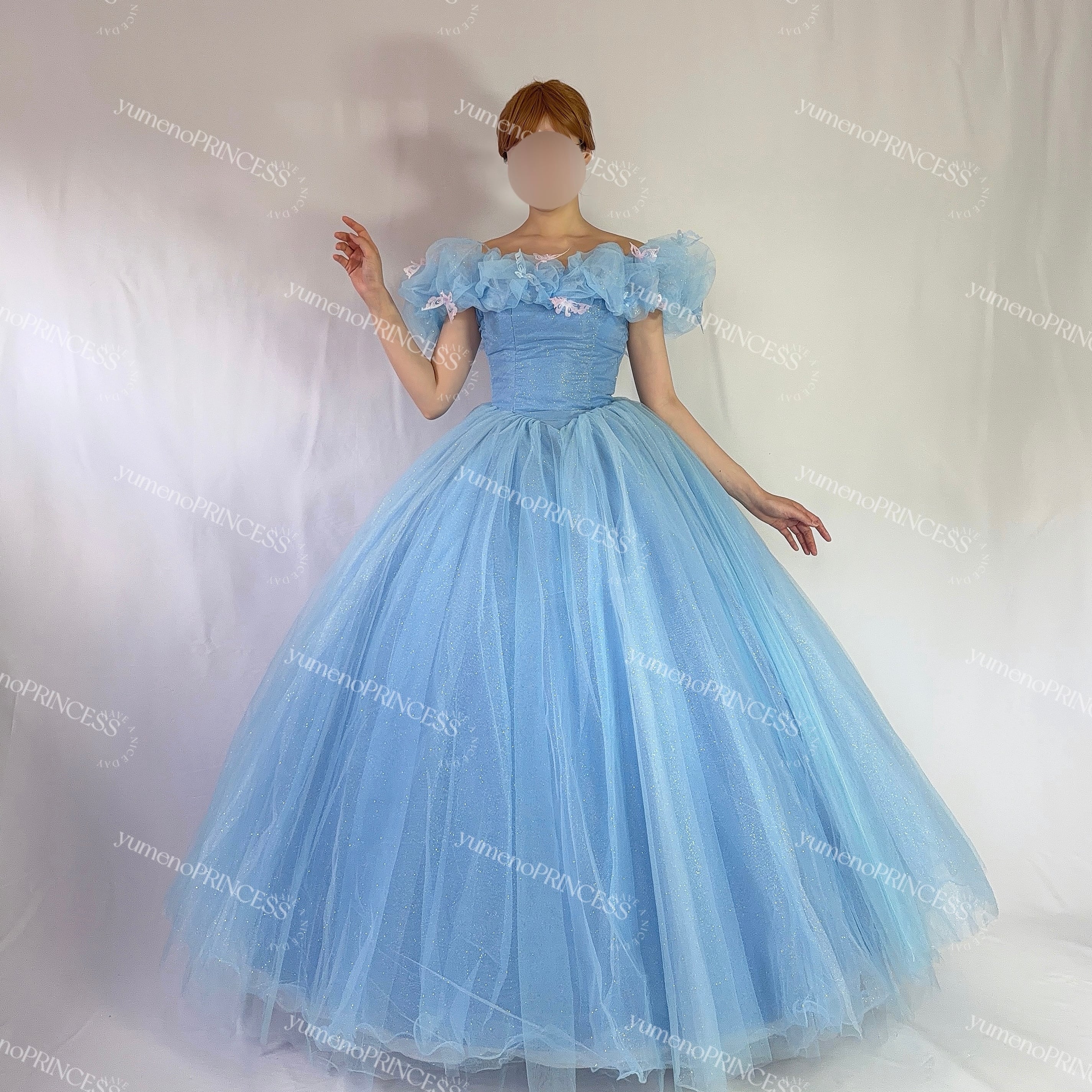 一点のみ・即発送可能 ディズニー シンデレラドレス オーダー制作 dハロ 実写版シンデレラ ブルードレス オーダーメイド衣装