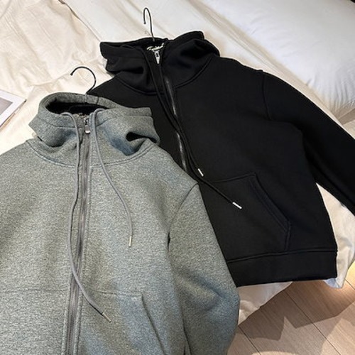 厚手 パーカー ラムズフリース アウター ショート コート 裏起毛 スウェット グレーの薄いファスナーの女性春と春の韓国版のカジュアルコート ゆったりしたスポーツの 韓国 レディース 福袋 T