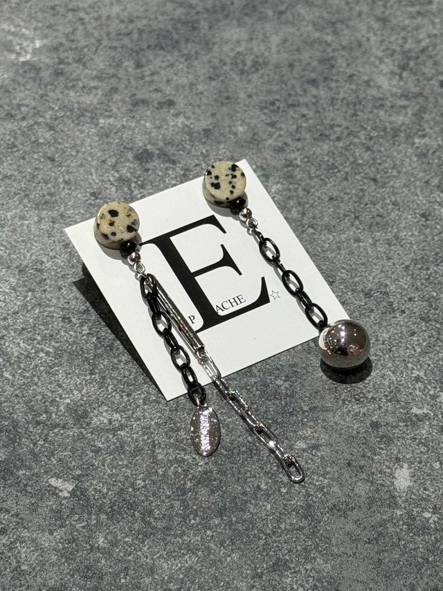 dalmatian silver black chain drop asymmetry
