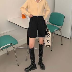 ウール風 タック ショートパンツ レディース 秋冬 韓国 きれいめ 大人 通勤 ビジネス オフィス カジュアル OL スラックス ゆったり 体型カバー 大人可愛い 大人女子