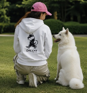 cheeky柴犬　ホワイト　ジップパーカー