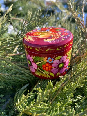 ペトリキウカ塗り　木製小物入れ・ジュエリーボックス（ティモシェンコ作）ウクライナ製