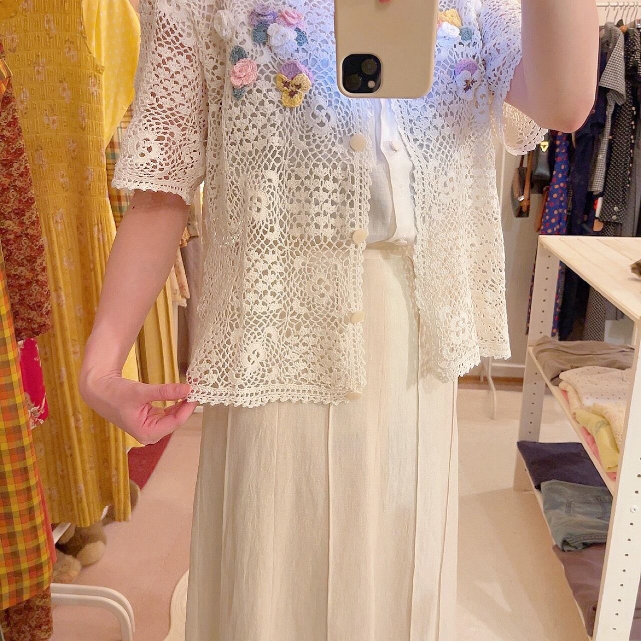 remake : flower fall crochet knit cardigan