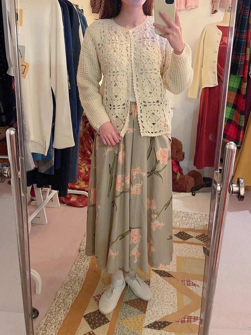 openwork motif knit cardigan