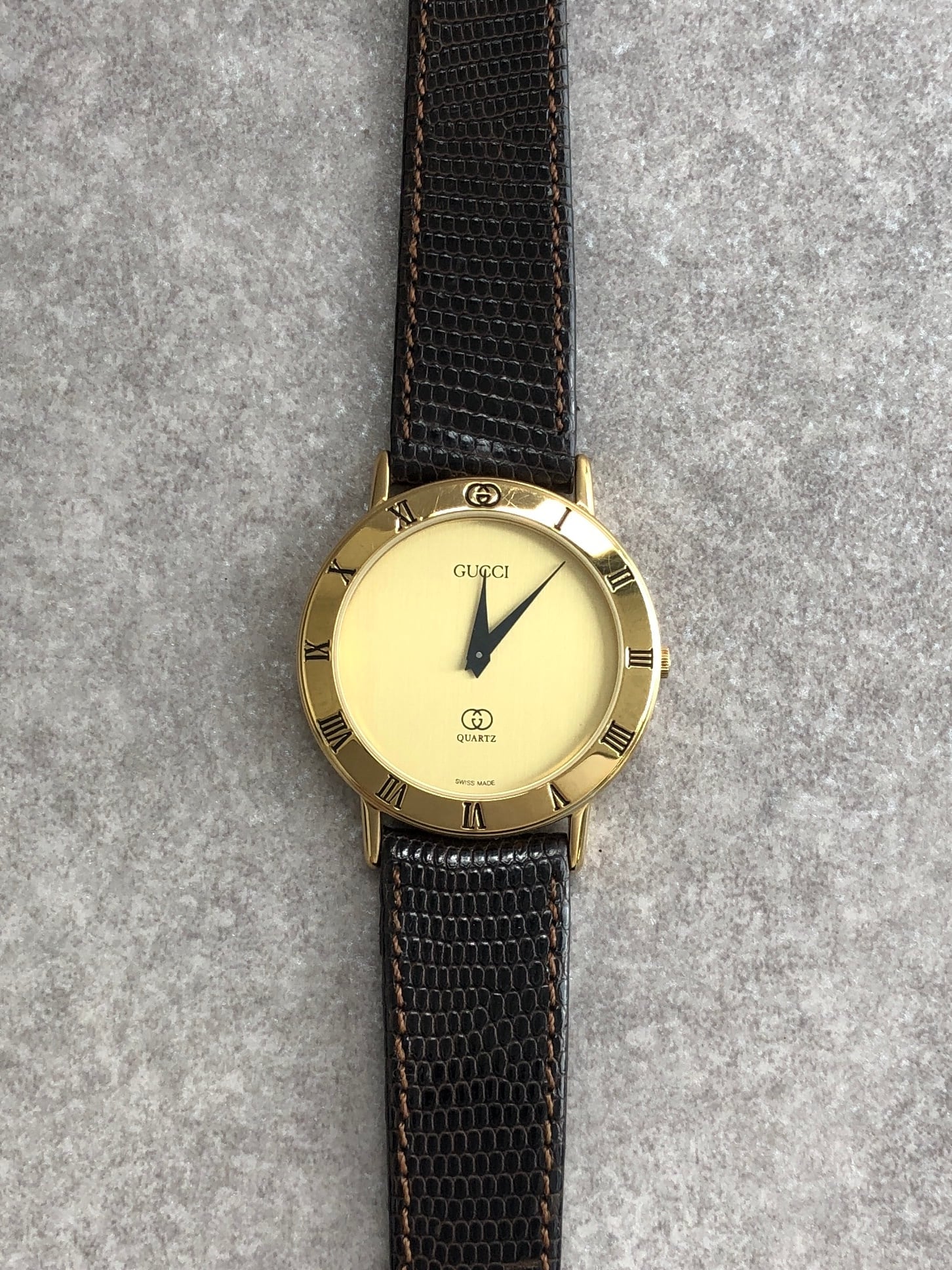1円〜】GUCCI グッチ 腕時計 3000M ブラック ゴールド ラウンド 