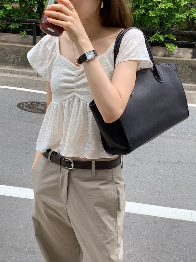 (OUNCE) wreath shirring blouse / 2color