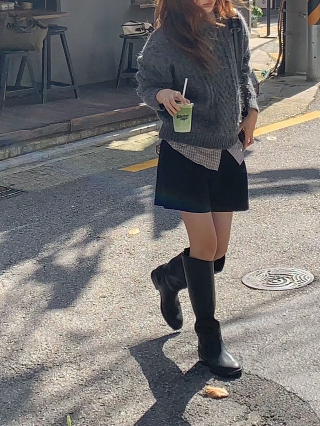 (予約) verveine / French alpaca cable round knit 3color