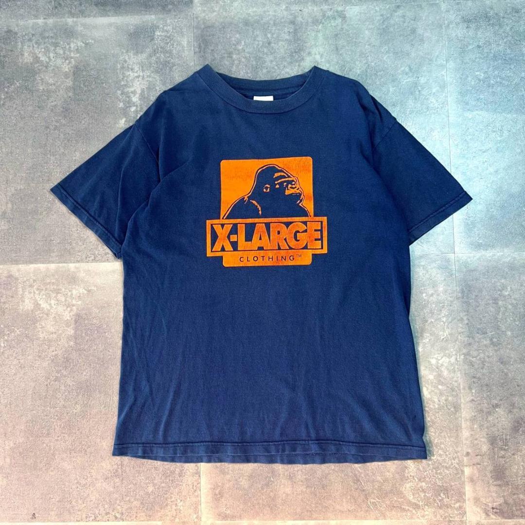 90s USA製 初期 エクストララージ 半袖Tシャツ M ネイビー X-LARGE OGゴリラ ストリート系 スケーター系 スケート古着  カルチャー古着