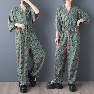 FLORAL PRINT RELAXED WIDE LEG JUMPSUIT M-18852