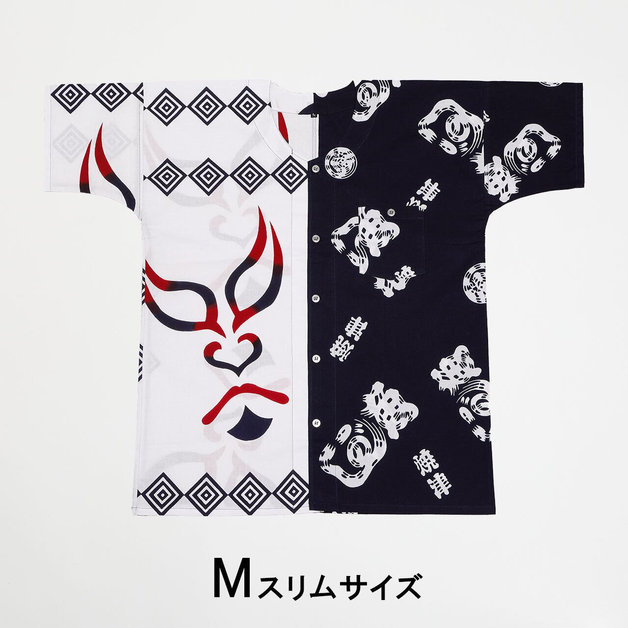 魚河岸シャツ 【品番 40018-Mス】【焼津紺1+隈取 紺~赤暈し】