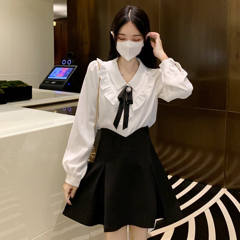 ホワイトシャツ スプリングオータムトップス ロング 春物 秋物 試着室77042828612