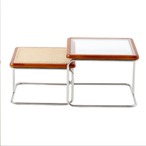 サイドテーブル 木製 ラタン編み ケーン編み ウッドフレーム コーヒーテーブル ナチュラル 北欧風 モダン リビングテーブル ソファテーブル おしゃれ インテリア 籐編み 藤編み カンチレバー