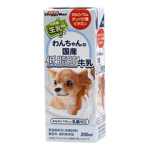 【在庫のみ】ドギーマン わんちゃんの国産低脂肪牛乳 全犬種用 200ミリリットル (x 24) (ケース販売)