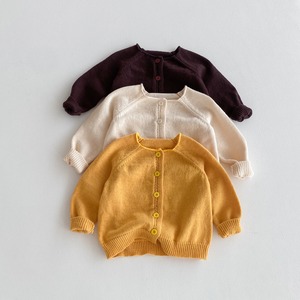 【秋作】クールネックシンプルカーディガン