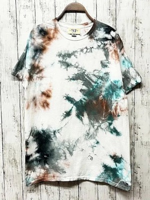 タイダイ染め Tie-dye  Tシャツ　Mサイズ　グリーン×ブラウン ムラ染め　Hippies Dye HD21-05