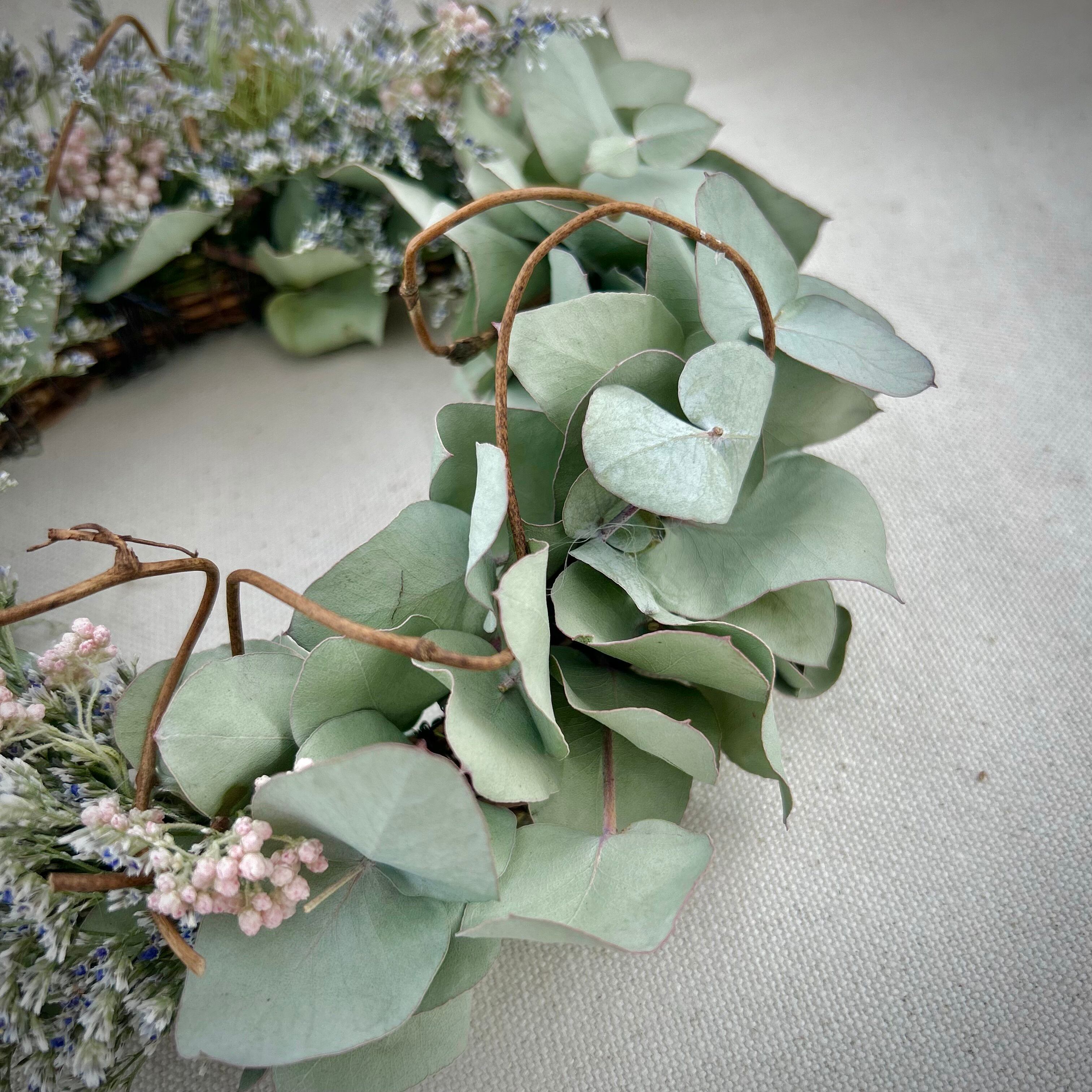 ブルーファンタジアユーカリ紫陽花リース