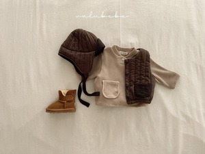 【valu bebe】ワッフルポケットカットソー ライトブラウン 70〜110cm  241108
