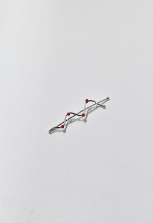 Sound Wave Pin  Silver/Red