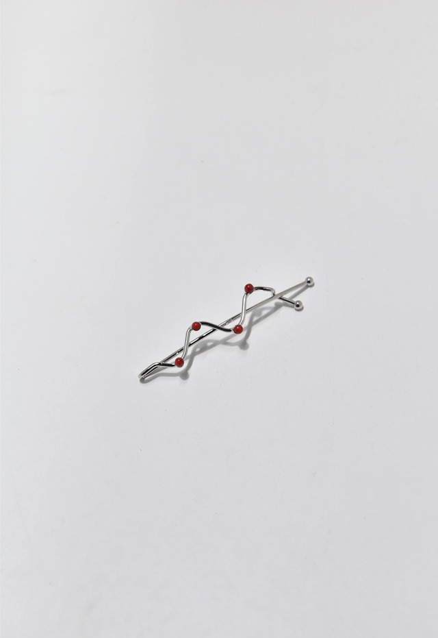 Sound Wave Pin  Silver/Red