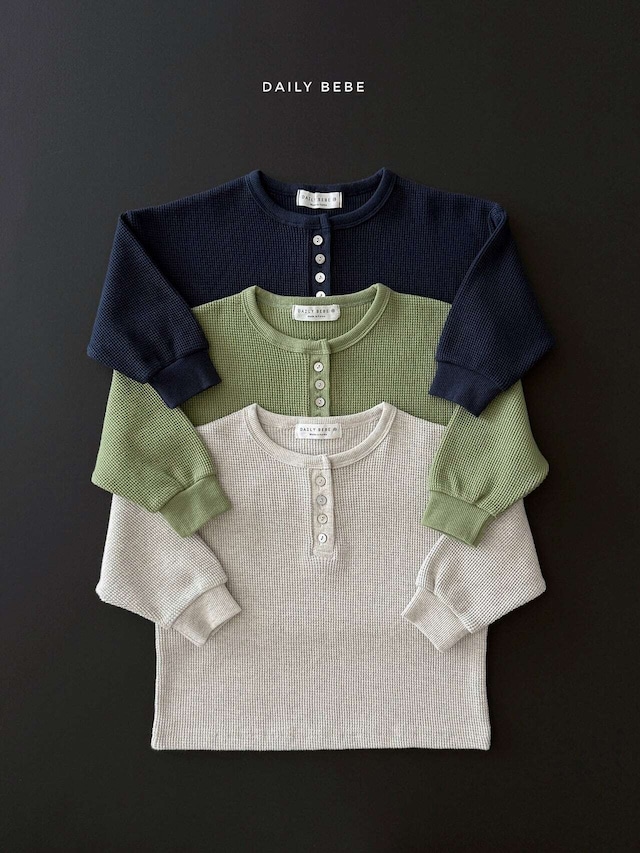 【取寄】Dailybebe ワッフルヘンリーネックTシャツ｜秋服｜韓国子供服｜26/AT